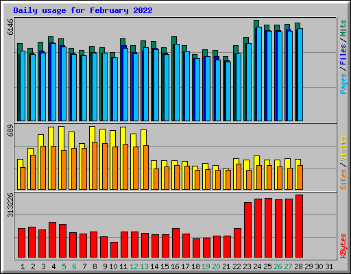 Daily usage for February 2022