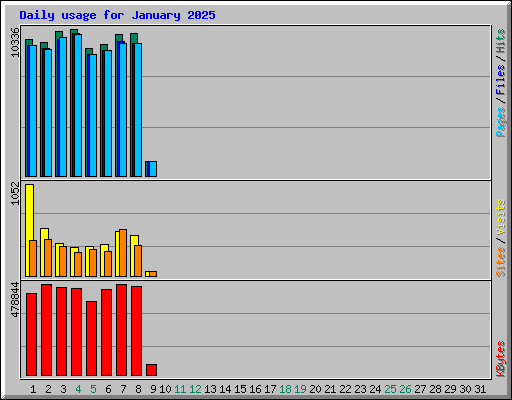 Daily usage for January 2025